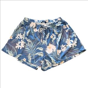 LOVEU DEAR Women's Floral Blue/Multicokor Pull-on Shorts, Size 1X